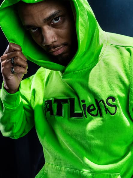Neon green ATLiens hoodie from the Atlanta Falcons x OutKast collection